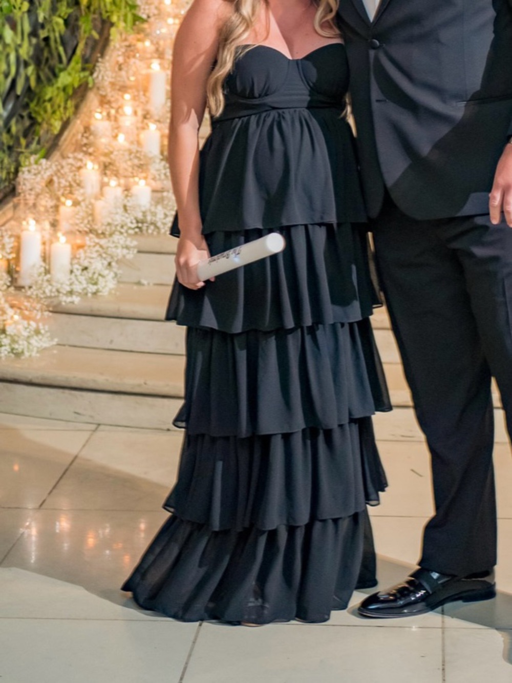 REVOLVE Black Tiered Strapless Ruffle Maxi Dress